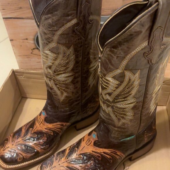 Authentic Cristeros Hand-Tooled Leather Boots - Picture 1 of 6
